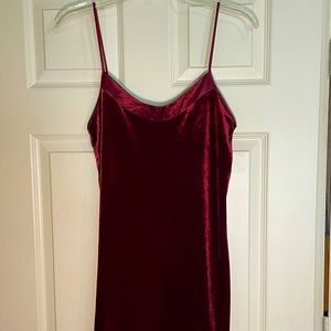 Maroon velvet minidress